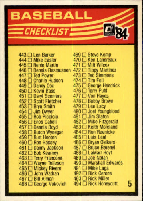 A0070- 1984 Donruss BB 473-660 APPROXIMATE GRADE -You Pick- 15+ FREE US SHIP - Picture 368 of 373