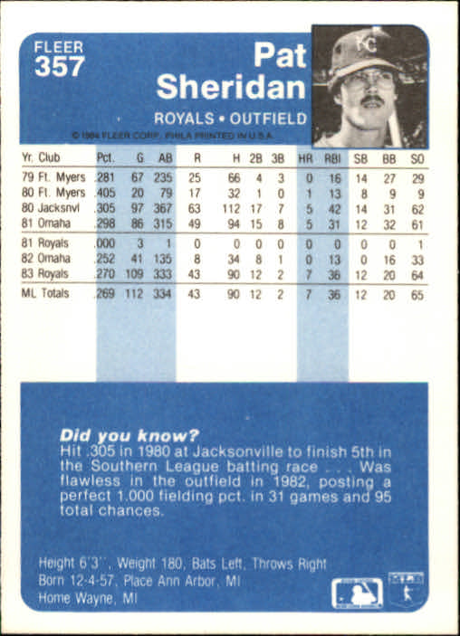 1984 Fleer #339 Andy Van Slyke VG RC Rookie St. Louis Cardinals