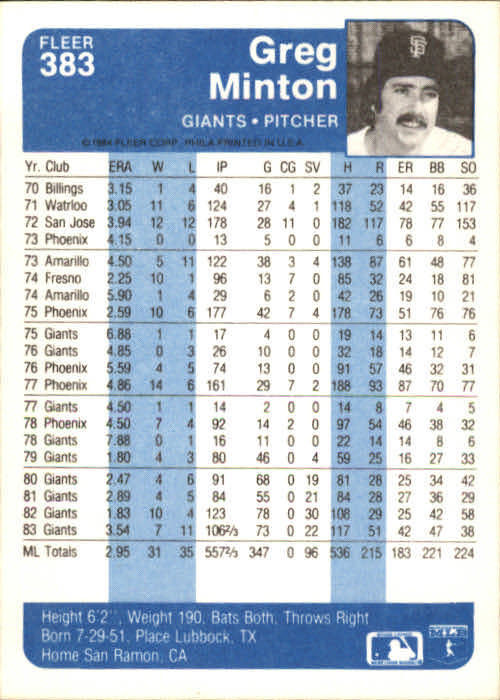 1984 Fleer Baseball Card Pick (Base) 343-700 - Bild 65 von 477
