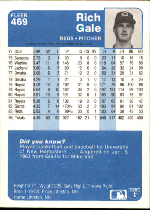 1984 Fleer Baseball Card Pick (Base) 343-700 - Bild 205 von 477