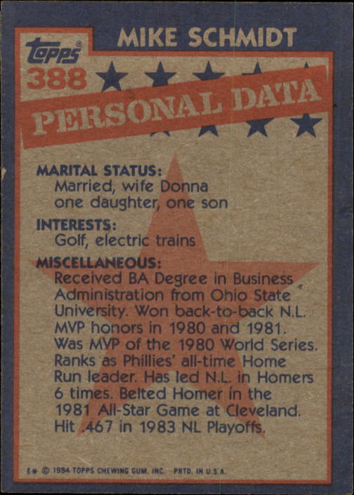 1984 Topps Baseball Card #251-500 - Choose Your Card - Picture 275 of 494