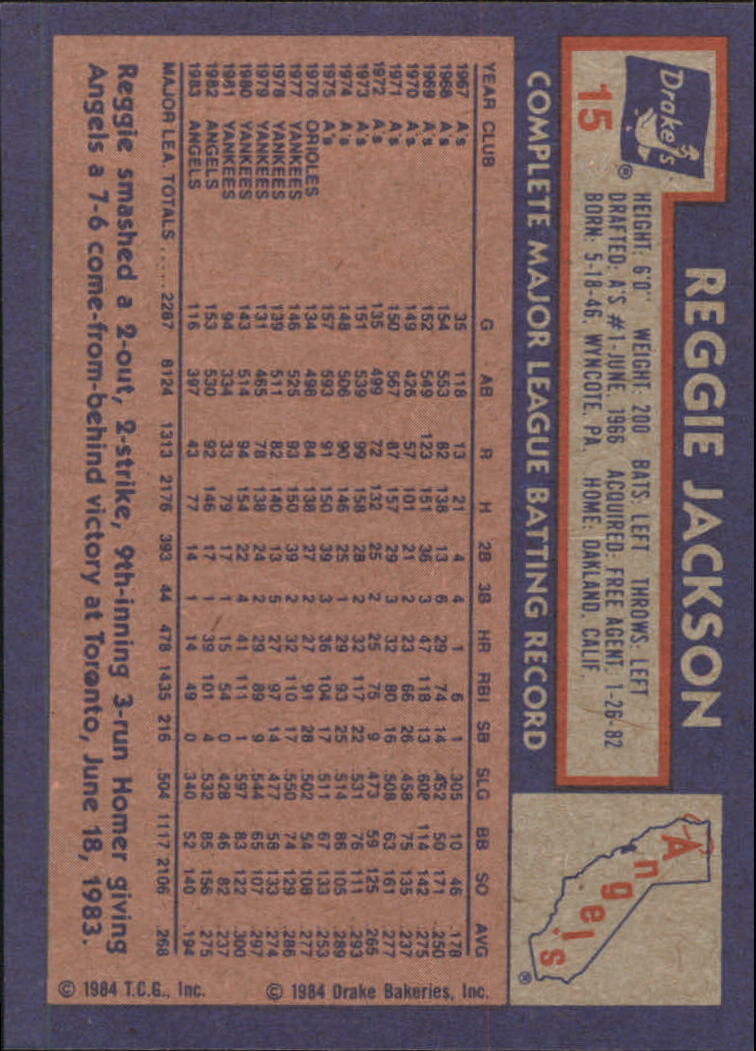 1984 Drake's #15 Reggie Jackson