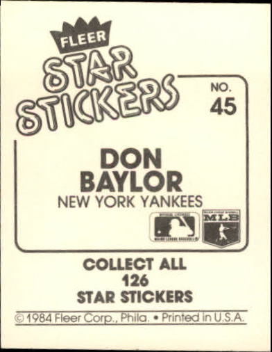 B5769- 1984 Fleer Stickers Baseball Card #s 1-126 -You Pick- 15+ FREE US SHIP - Picture 81 of 231