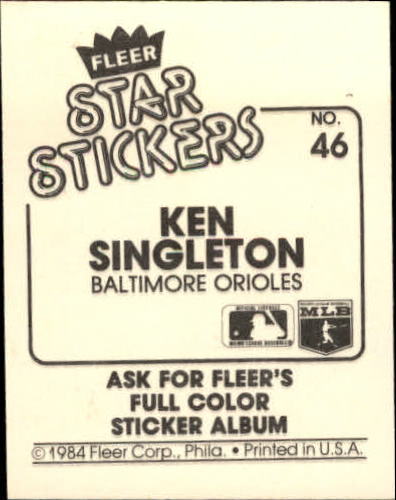 B5769- 1984 Fleer Stickers Baseball Card #s 1-126 -You Pick- 15+ FREE US SHIP - Picture 83 of 231