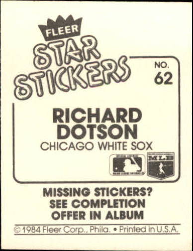 B5769- 1984 Fleer Stickers Baseball Card #s 1-126 -You Pick- 15+ FREE US SHIP - Picture 111 of 231