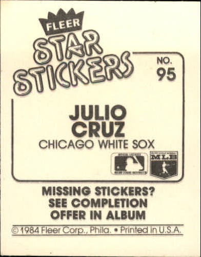 B5769- 1984 Fleer Stickers Baseball Card #s 1-126 -You Pick- 15+ FREE US SHIP - Picture 175 of 231