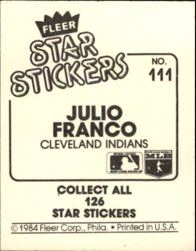 B5769- 1984 Fleer Stickers Baseball Card #s 1-126 -You Pick- 15+ FREE US SHIP - Picture 204 of 231