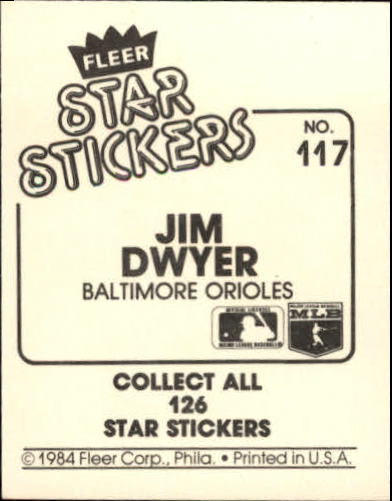 B5769- 1984 Fleer Stickers Baseball Card #s 1-126 -You Pick- 15+ FREE US SHIP - Picture 216 of 231