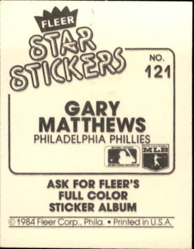 B5769- 1984 Fleer Stickers Baseball Card #s 1-126 -You Pick- 15+ FREE US SHIP - Picture 222 of 231