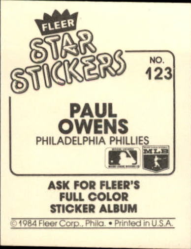 B5769- 1984 Fleer Stickers Baseball Card #s 1-126 -You Pick- 15+ FREE US SHIP - Picture 225 of 231