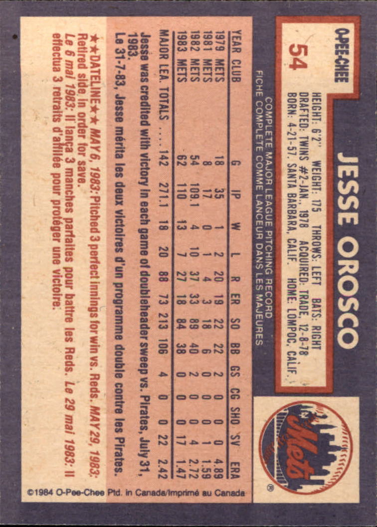 1984 O Pee Chee Baseball Cards 1 250 Pick From List EBay