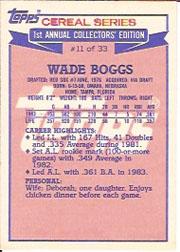 1984 Topps Cereal #11 Wade Boggs back image