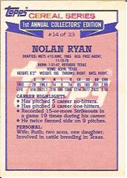 1984 Topps Cereal #14 Nolan Ryan back image