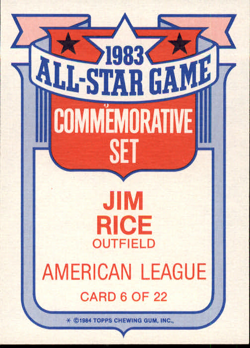 1984 Topps Glossy All-Stars #6 Jim Rice back image
