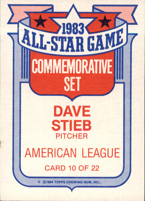 1984 Topps Glossy All-Stars #10 Dave Stieb back image