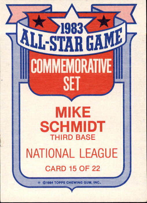 1984 Topps Glossy All-Stars #15 Mike Schmidt back image
