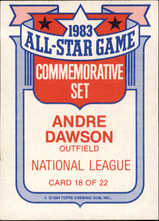 1984 Topps Glossy All-Stars #18 Andre Dawson back image