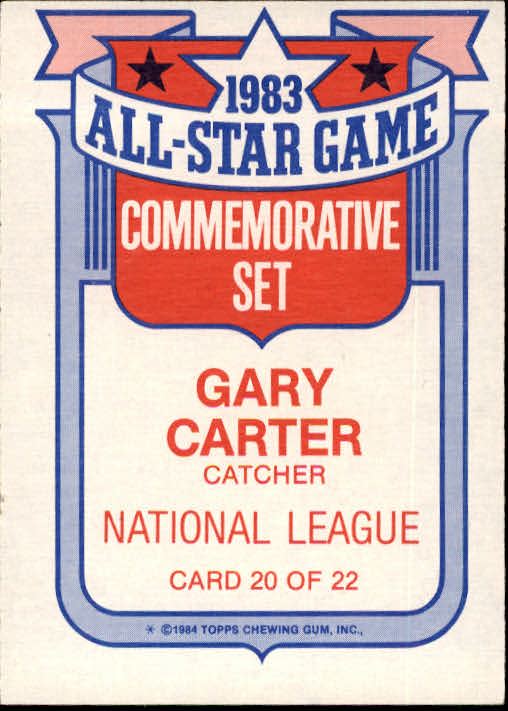 1984 Topps Glossy All-Stars #20 Gary Carter back image