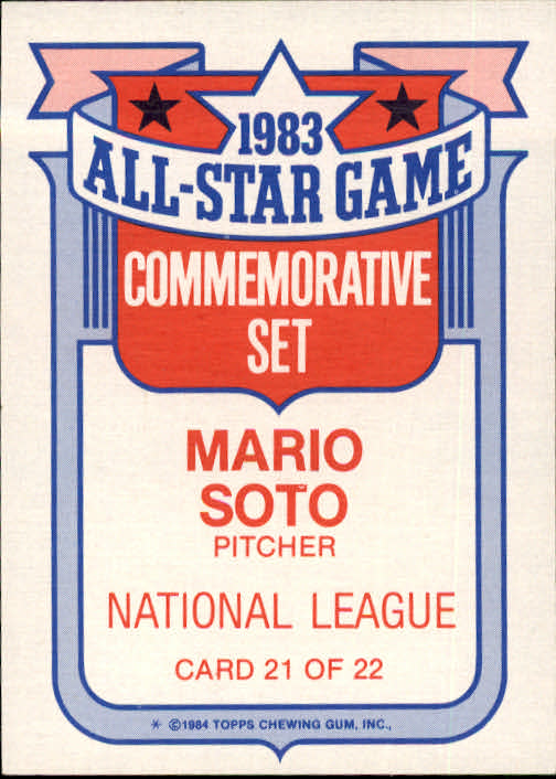 1984 Topps Glossy All-Stars #21 Mario Soto back image