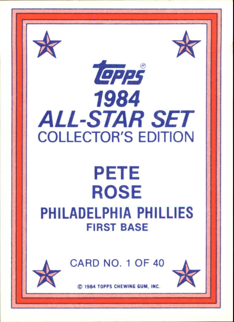 1984 Topps Glossy Send-Ins #1 Pete Rose back image