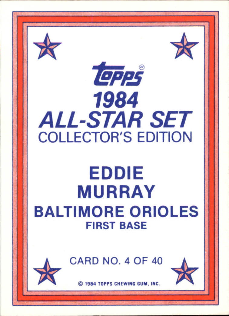 1984 Topps Glossy Send-Ins #4 Eddie Murray back image