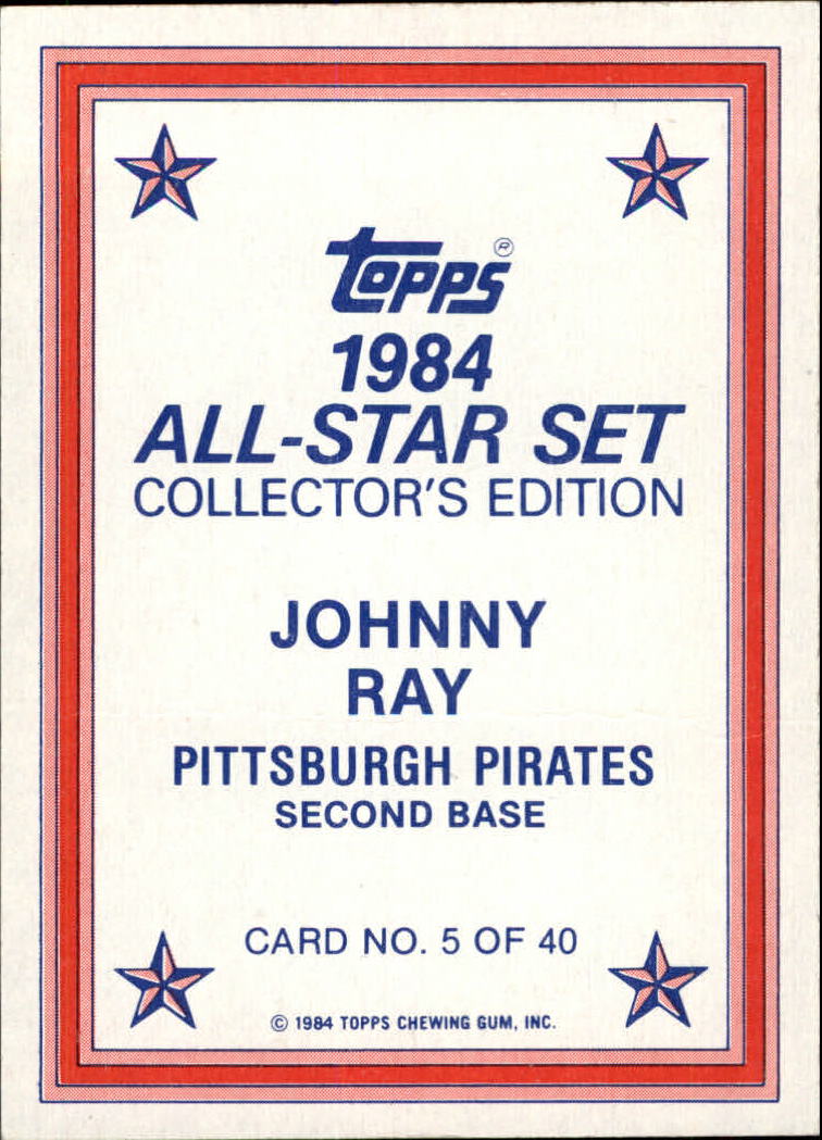 1984 Topps Glossy Send-Ins #5 Johnny Ray back image