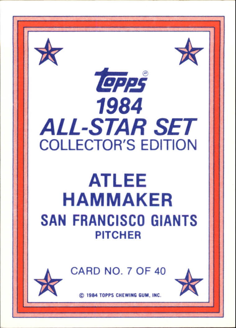 1984 Topps Glossy Send-Ins #7 Atlee Hammaker back image