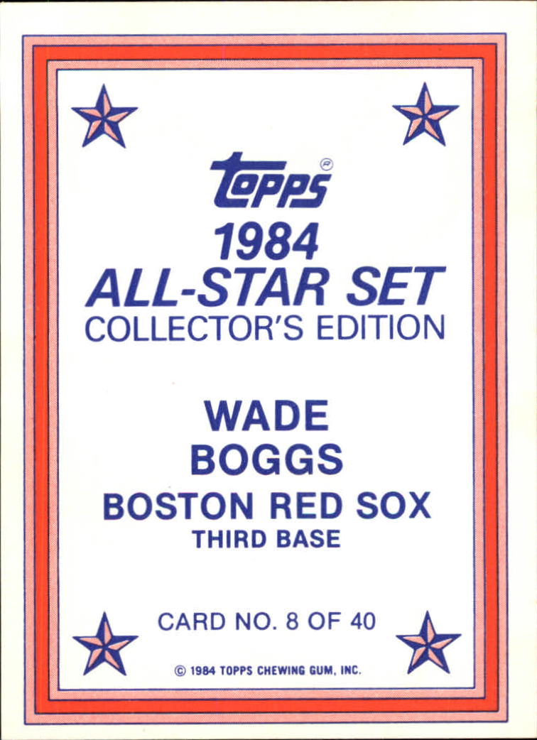 1984 Topps Glossy Send-Ins #8 Wade Boggs back image