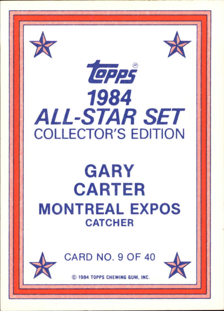 1984 Topps Glossy Send-Ins #9 Gary Carter back image