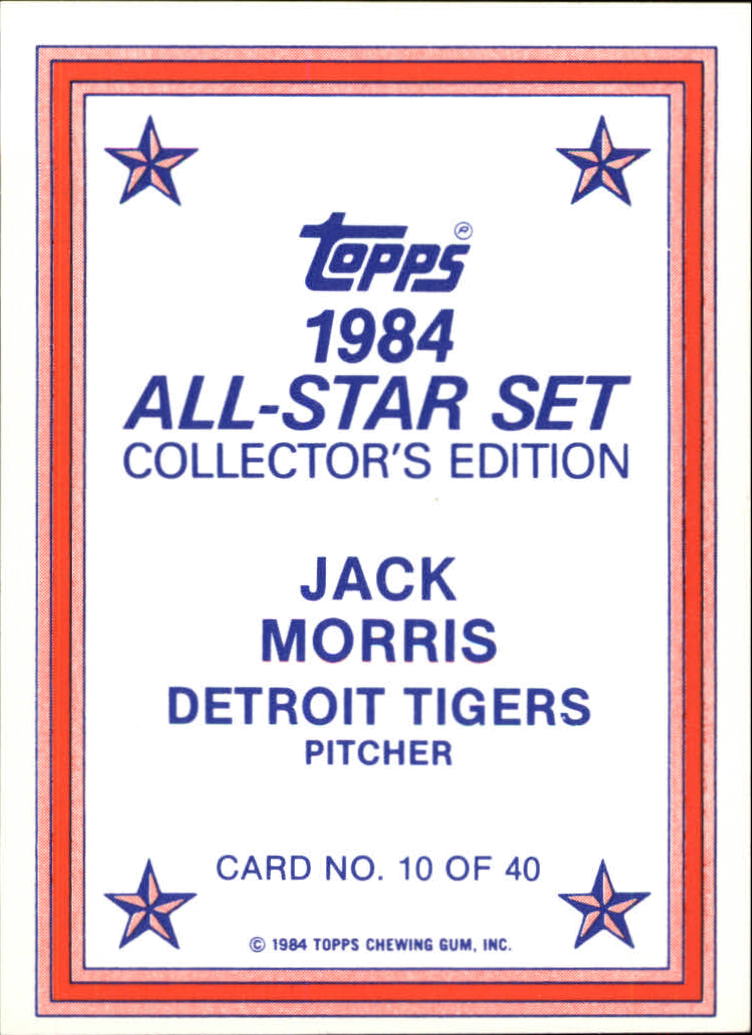 1984 Topps Glossy Send-Ins #10 Jack Morris back image