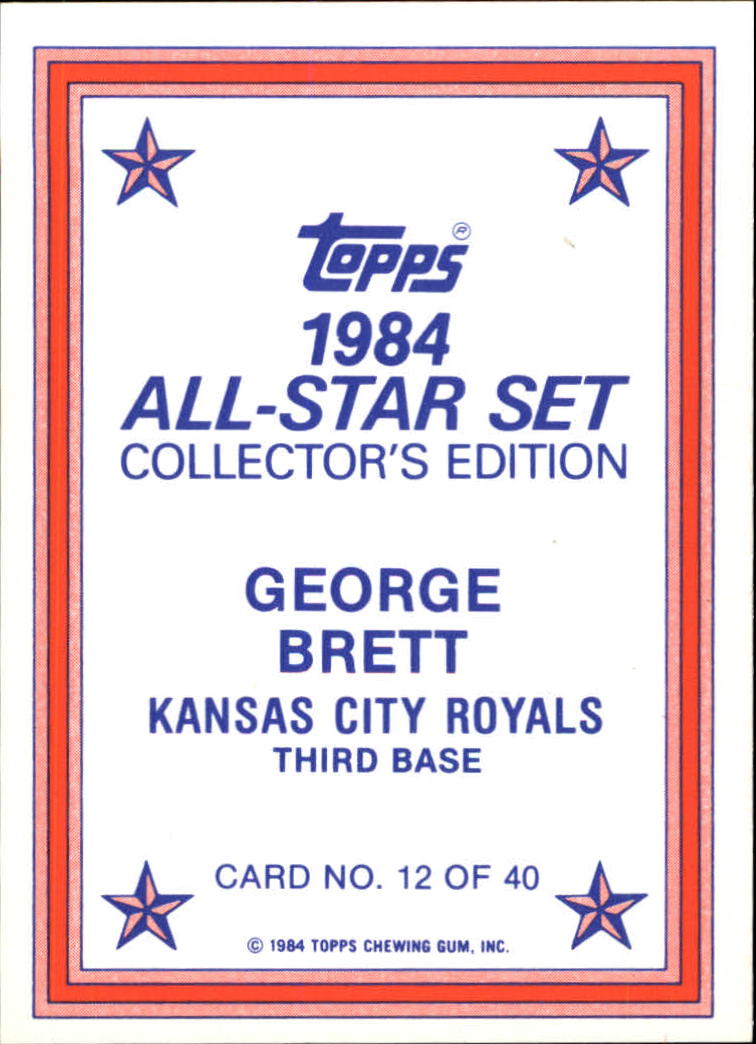1984 Topps Glossy Send-Ins #12 George Brett back image
