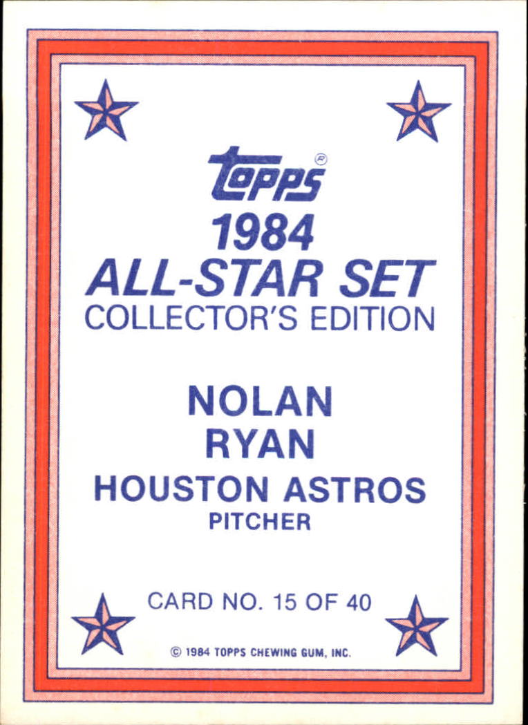 1984 Topps Glossy Send-Ins #15 Nolan Ryan back image
