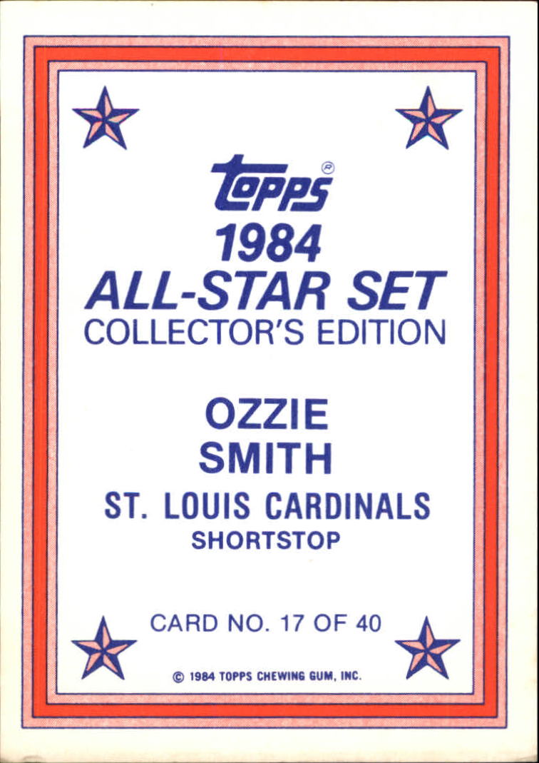 1984 Topps Glossy Send-Ins #17 Ozzie Smith back image