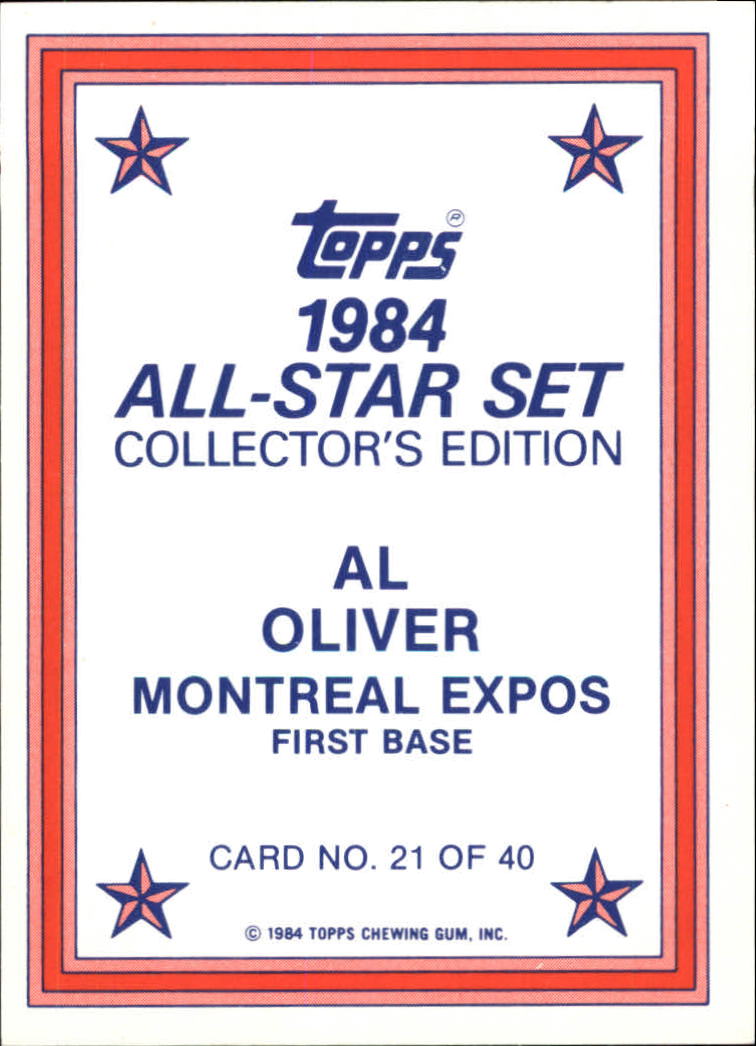 1984 Topps Glossy Send-Ins #21 Al Oliver back image