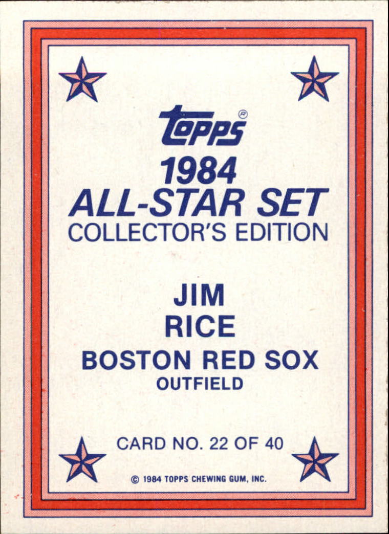1984 Topps Glossy Send-Ins #22 Jim Rice back image