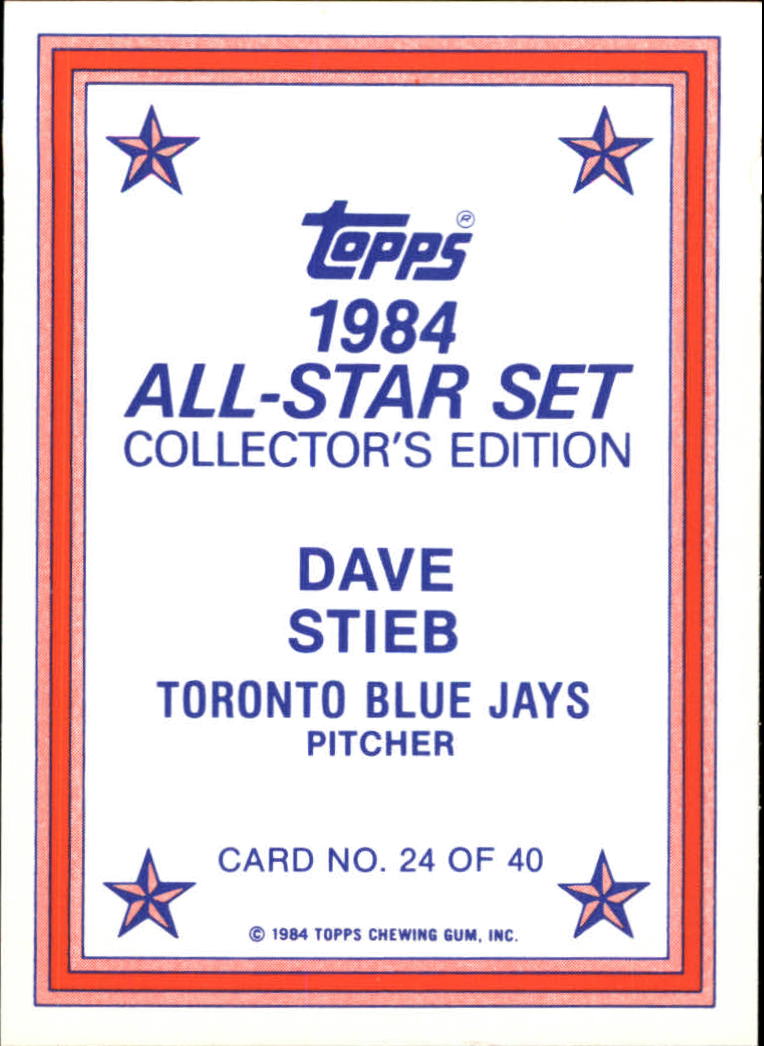 1984 Topps Glossy Send-Ins #24 Dave Stieb back image
