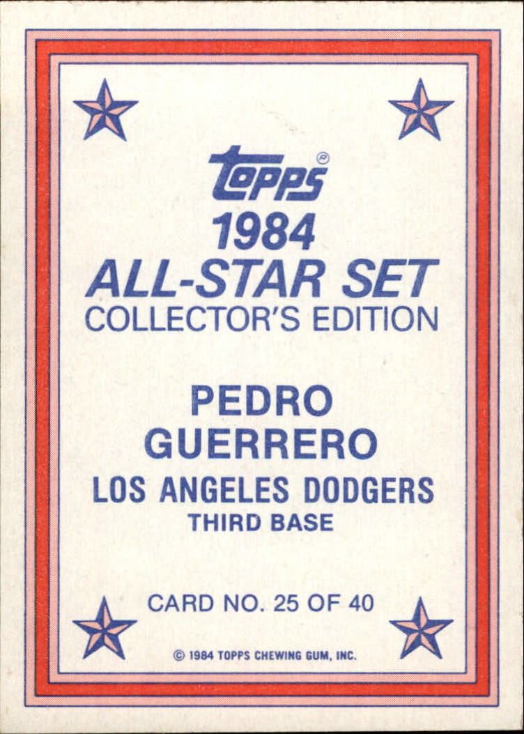 1984 Topps Glossy Send-Ins #25 Pedro Guerrero back image