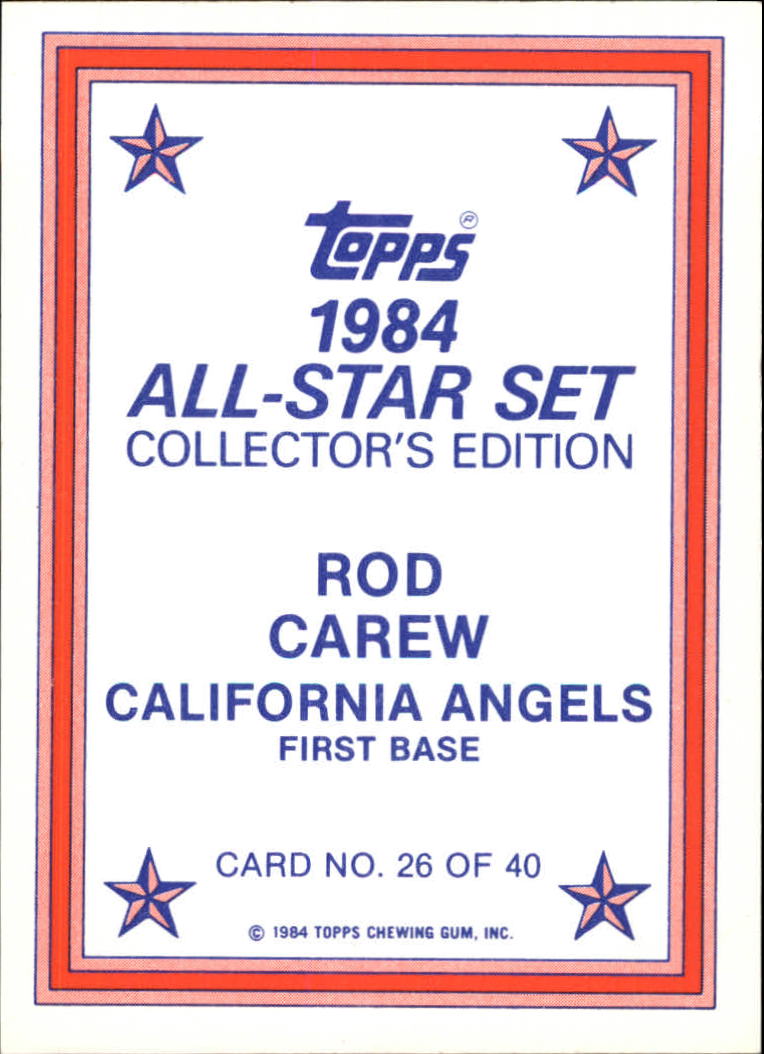 1984 Topps Glossy Send-Ins #26 Rod Carew back image