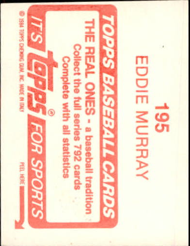 1984 Topps Stickers #195 Eddie Murray FOIL back image