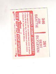 1984 Topps Stickers #261 Bert Blyleven (346) back image