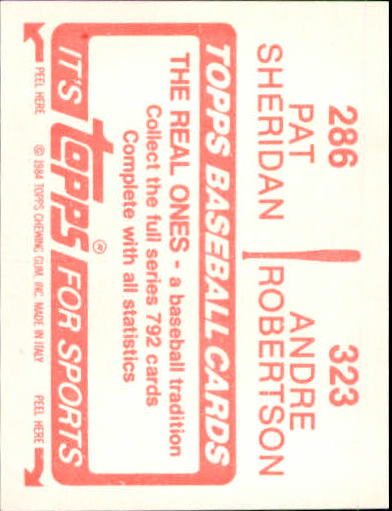 1984 Topps Stickers #286 Pat Sheridan (323) back image