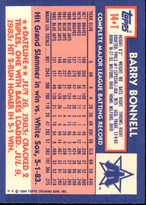 B1179- 1984 Topps Traded BB Card #s 1-132 +Rookies -You Pick- 15+ FREE US SHIP - Picture 29 of 223