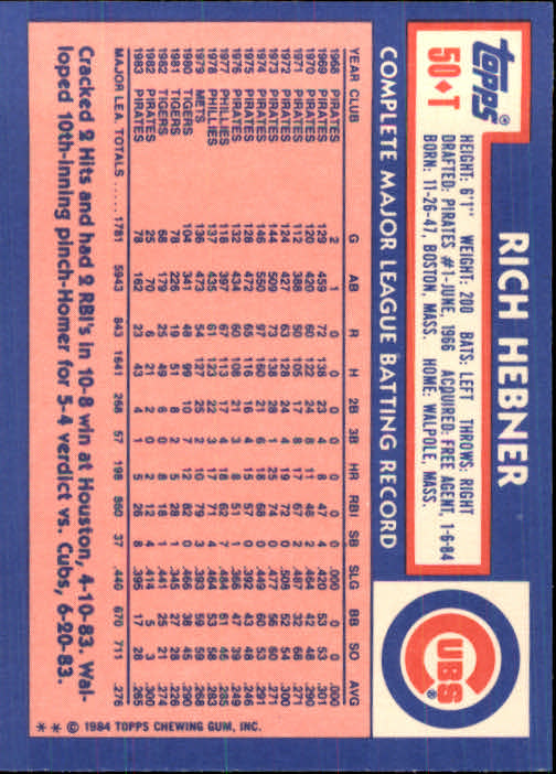 B1179- 1984 Topps Traded BB Card #s 1-132 +Rookies -You Pick- 15+ FREE US SHIP - Picture 87 of 223
