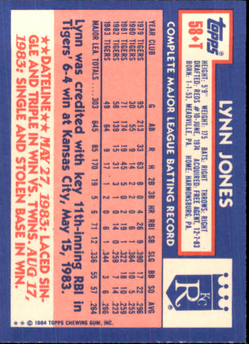B1179- 1984 Topps Traded BB Card #s 1-132 +Rookies -You Pick- 15+ FREE US SHIP - Picture 97 of 223