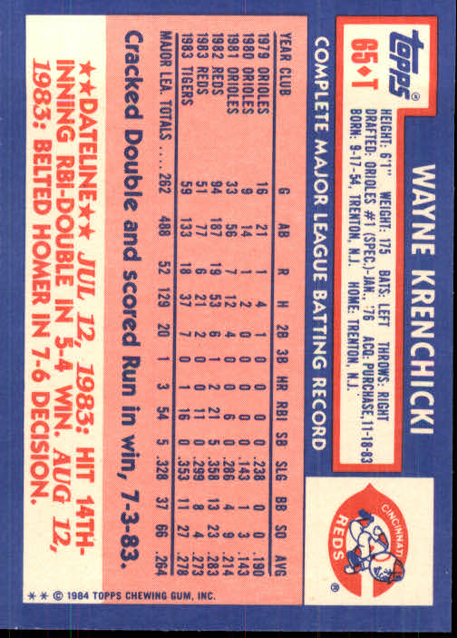 B1179- 1984 Topps Traded BB Card #s 1-132 +Rookies -You Pick- 15+ FREE US SHIP - Picture 111 of 223