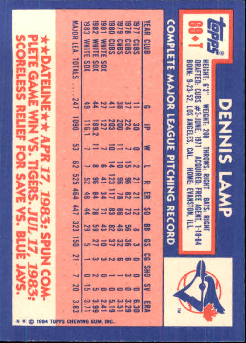 B1179- 1984 Topps Traded BB Card #s 1-132 +Rookies -You Pick- 15+ FREE US SHIP - Picture 115 of 223