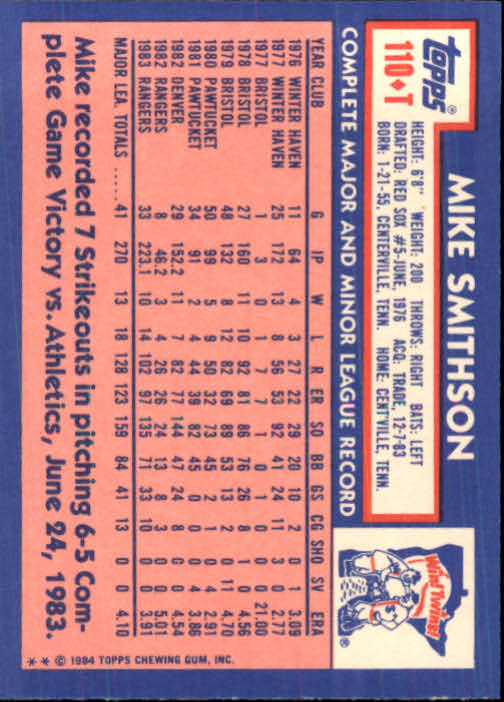 B1179- 1984 Topps Traded BB Card #s 1-132 +Rookies -You Pick- 15+ FREE US SHIP - Picture 183 of 223