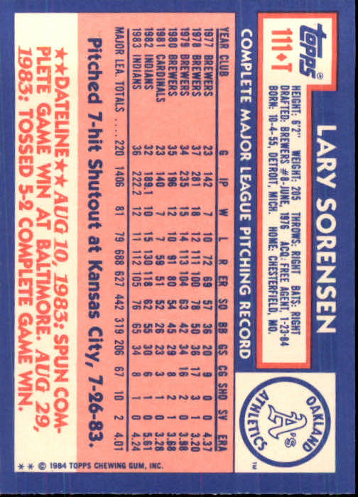 B1179- 1984 Topps Traded BB Card #s 1-132 +Rookies -You Pick- 15+ FREE US SHIP - Picture 185 of 223