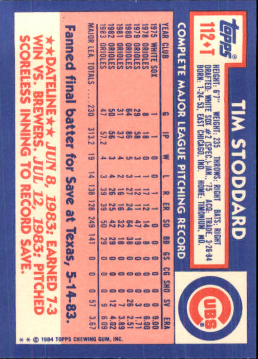B1179- 1984 Topps Traded BB Card #s 1-132 +Rookies -You Pick- 15+ FREE US SHIP - Picture 187 of 223