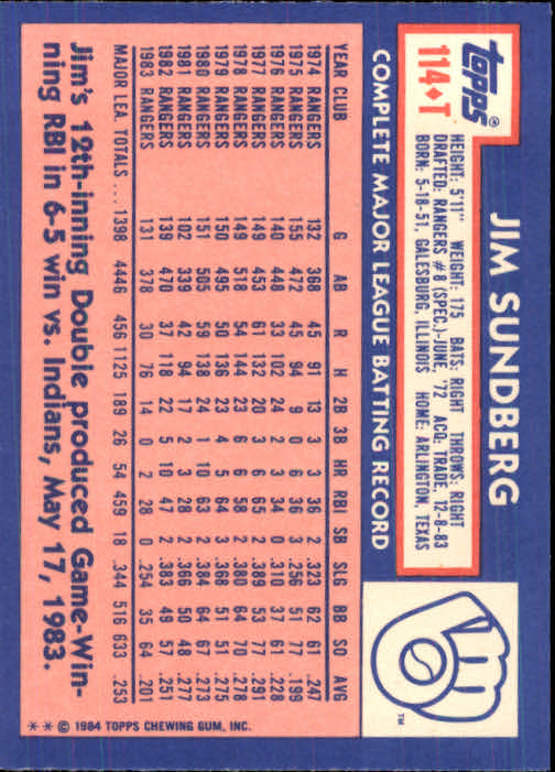 B1179- 1984 Topps Traded BB Card #s 1-132 +Rookies -You Pick- 15+ FREE US SHIP - Picture 191 of 223